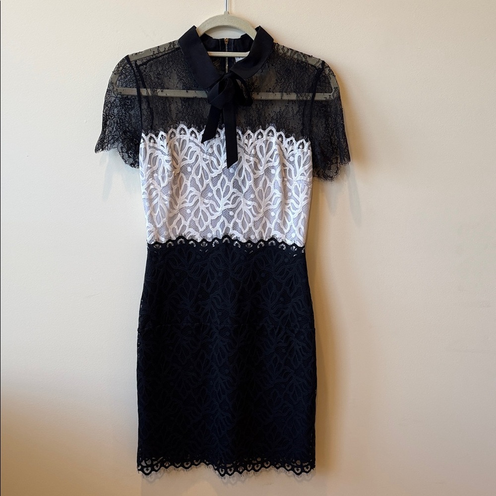 Elegant Lace Mini Dress with Bow Detail